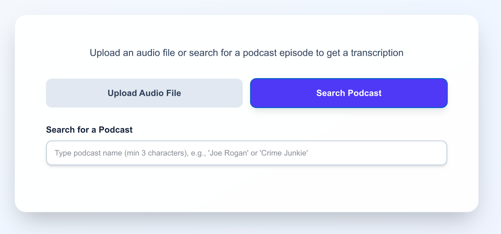 Get podcast transcriptions quickly