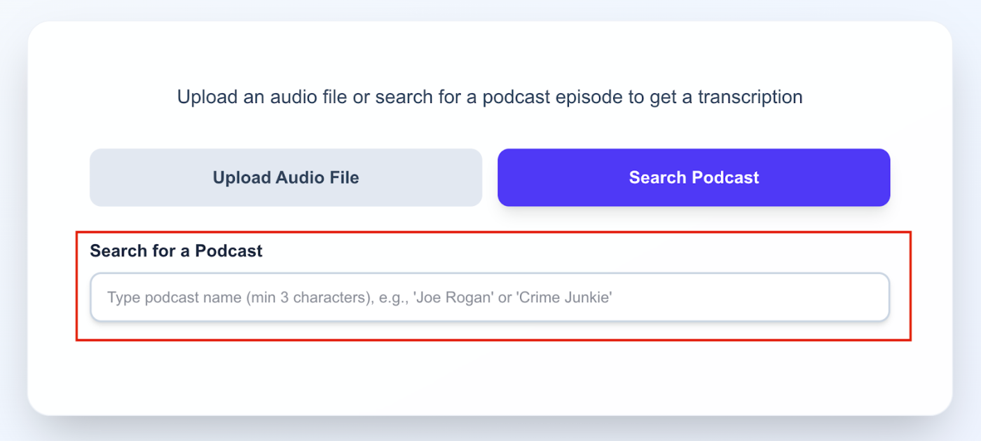 Get podcast transcriptions quickly