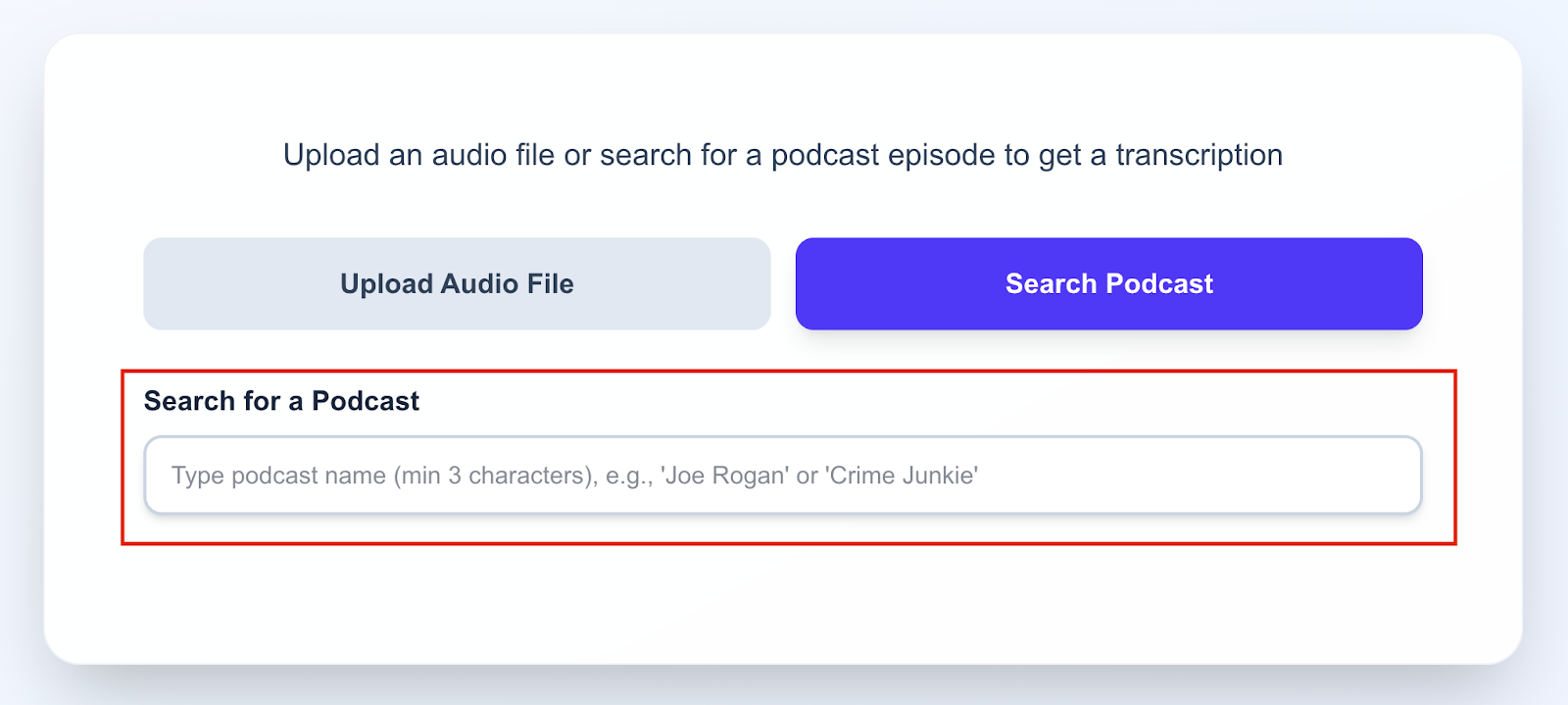 Get podcast transcriptions quickly