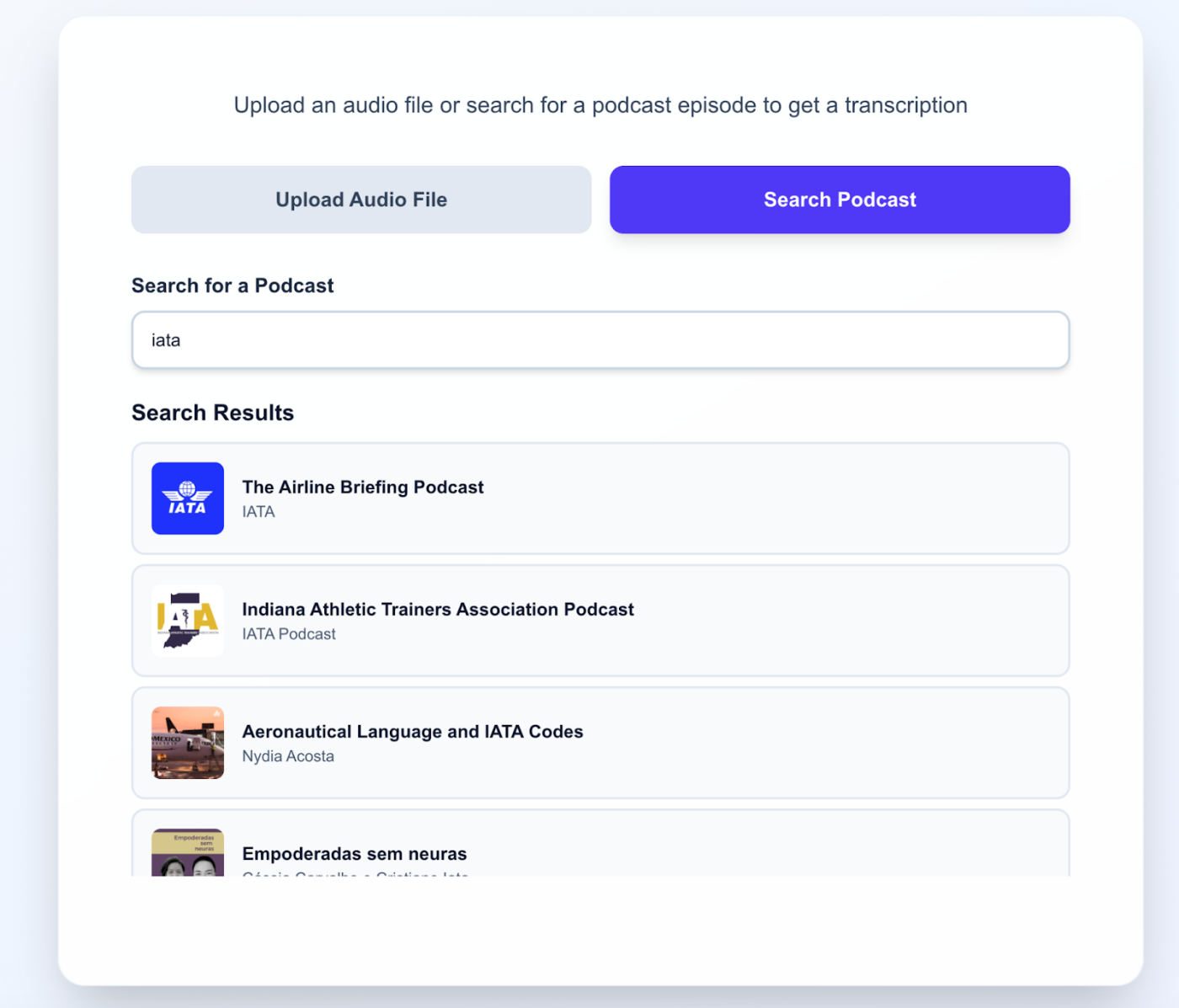 Get podcast transcriptions quickly
