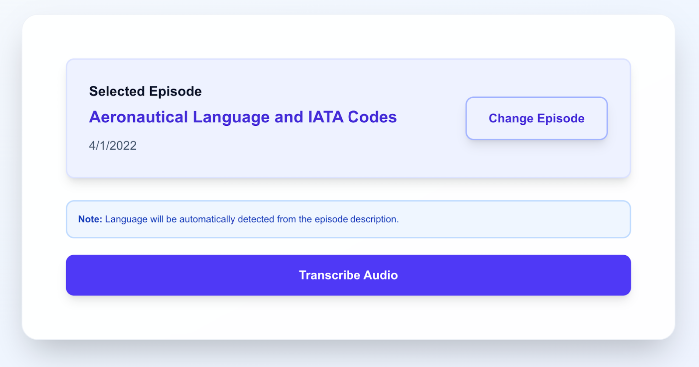 Get podcast transcriptions quickly