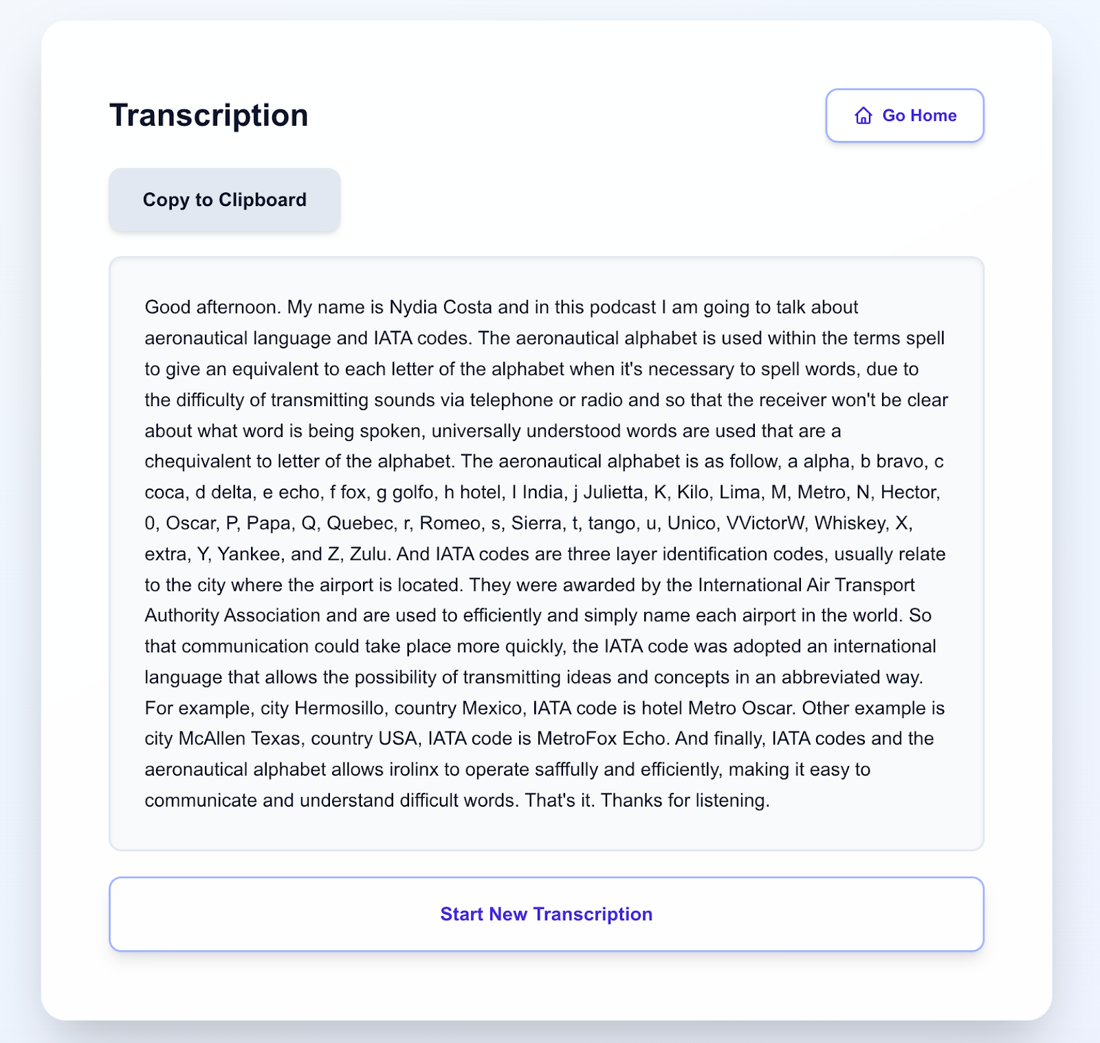 Get podcast transcriptions quickly
